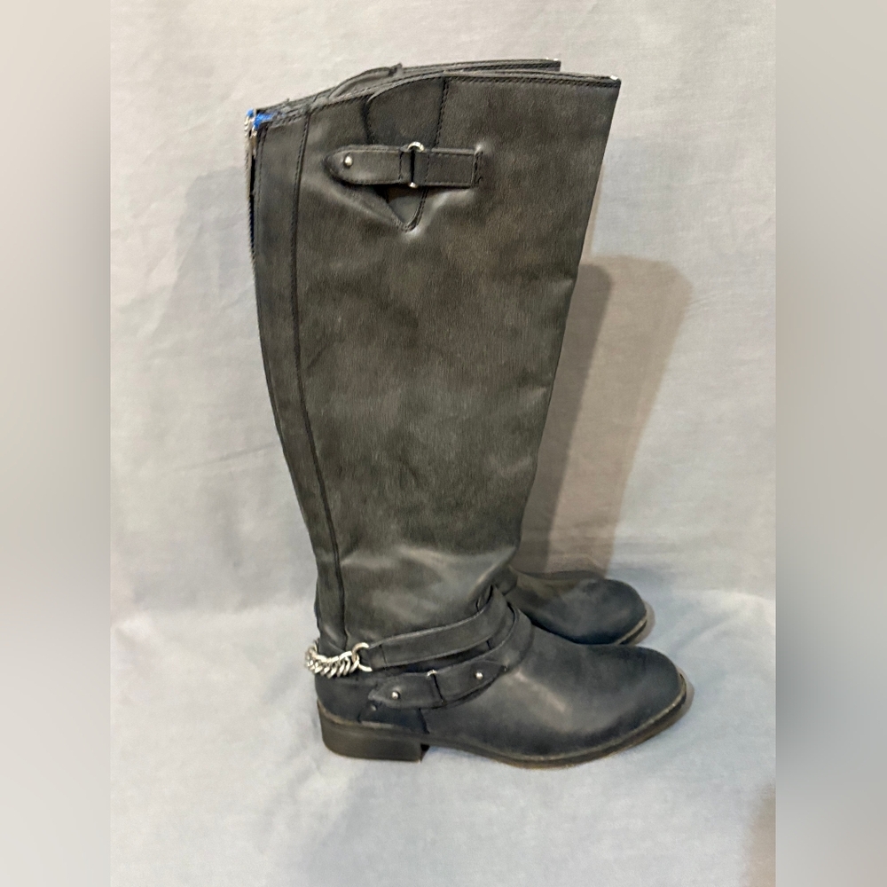 Madden Girl Black Over the Knee Boots with Buckle Detail